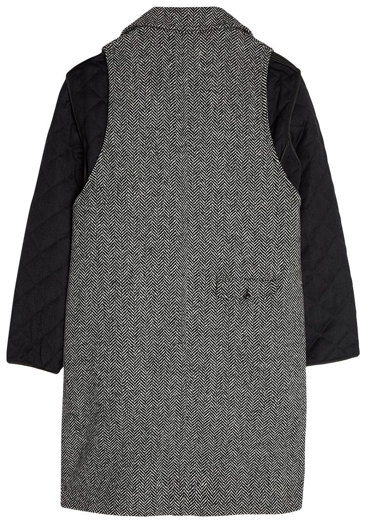 Maison Margiela Quilted Covert Herringbone Wool Coat Grey
