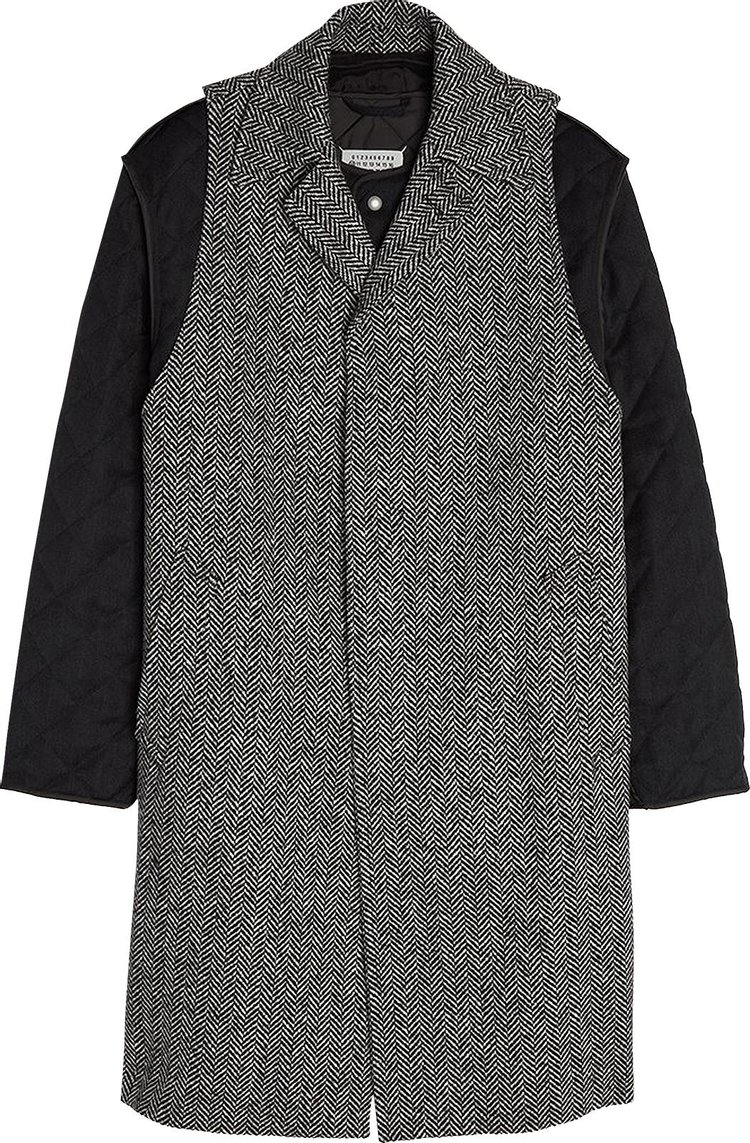 Maison Margiela Quilted Covert Herringbone Wool Coat 'Grey'
