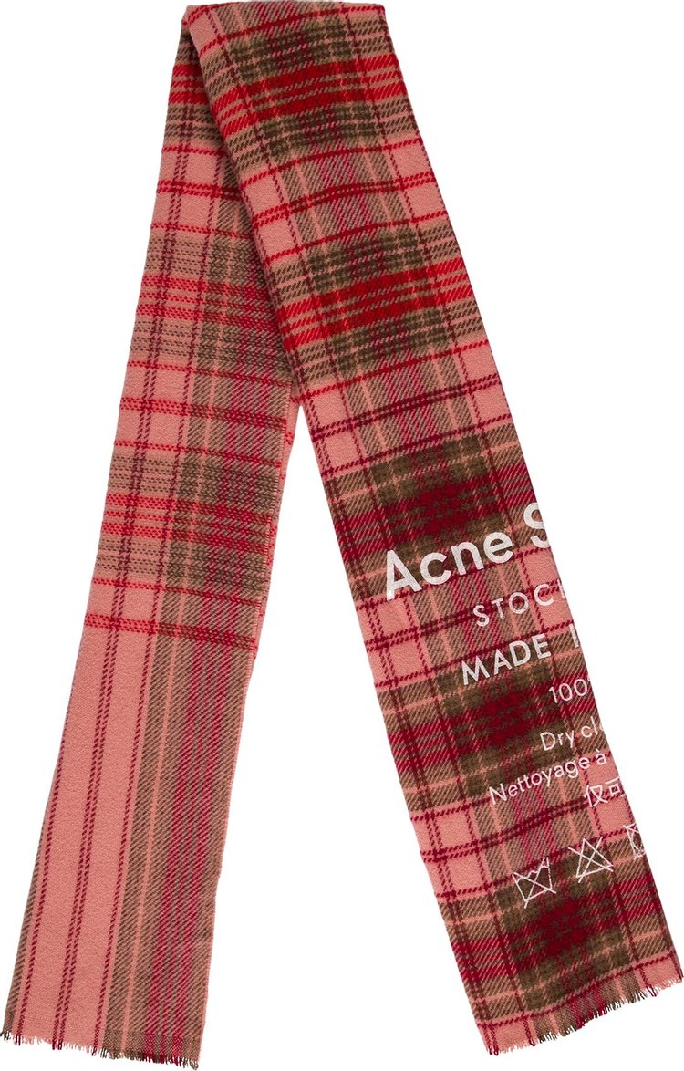 Acne Studios Wool Plaid Print Scarf 'Red'