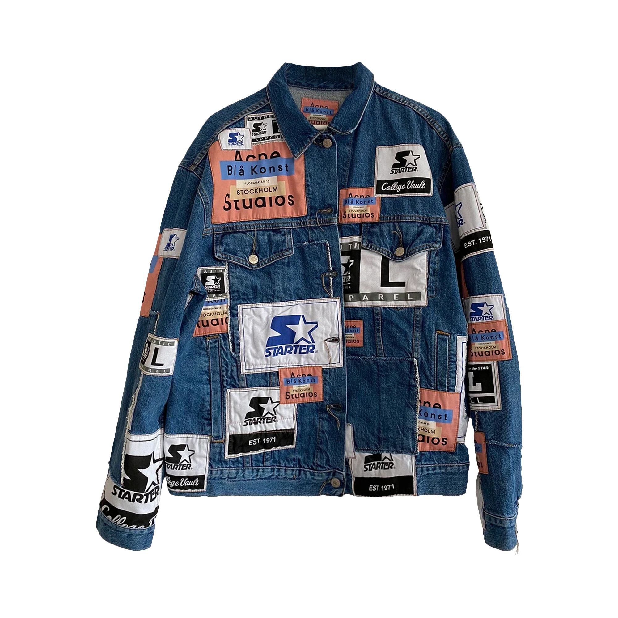 Buy Acne Studios x Starter Patchwork Denim Jacket Blue 0352