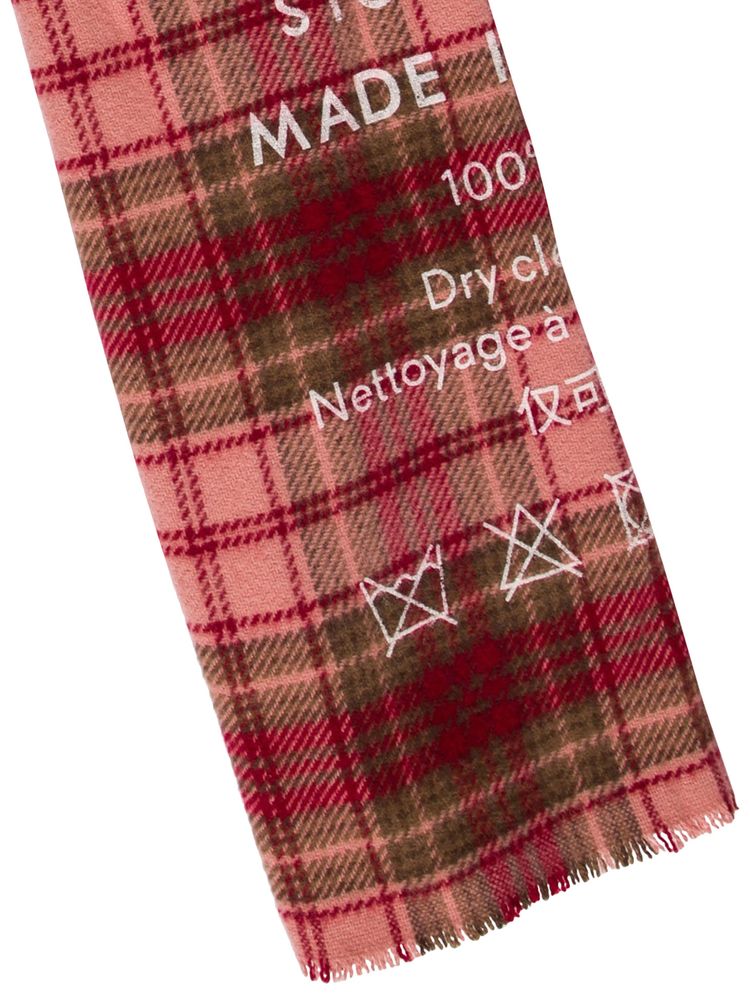 Acne Studios Wool Plaid Print Scarf Red