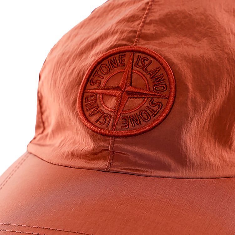 Stone Island Nylon Logo Hat Brick Red