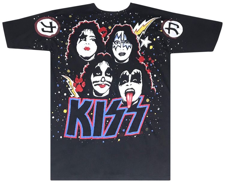 Vintage Kiss All Over Print Tee Black
