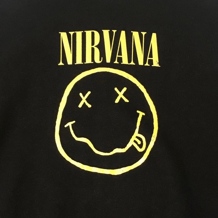 Vintage Early Nirvana Smiley Face Crewneck Black