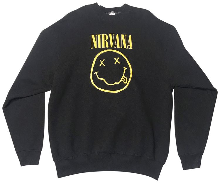 Vintage Early Nirvana Smiley Face Crewneck Black