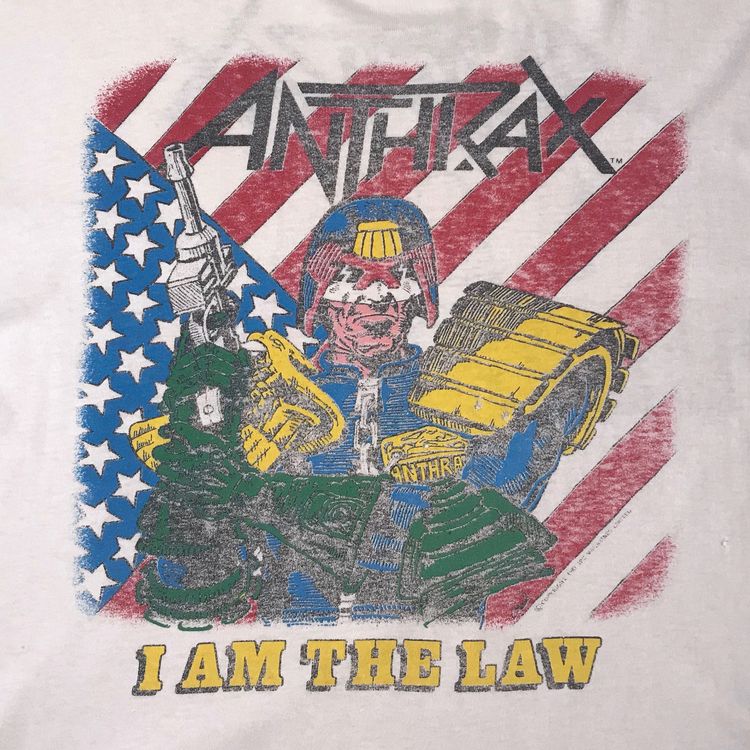 Vintage Anthrax I Am The Law Judge Dredd Tee White