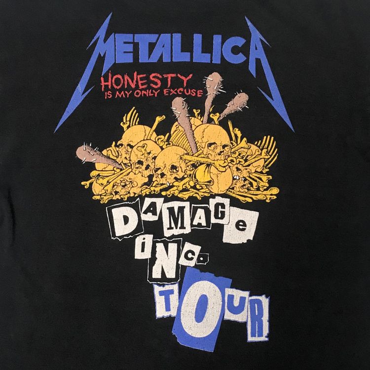 Vintage Late Metallica Damage Inc European Tour Tee Black