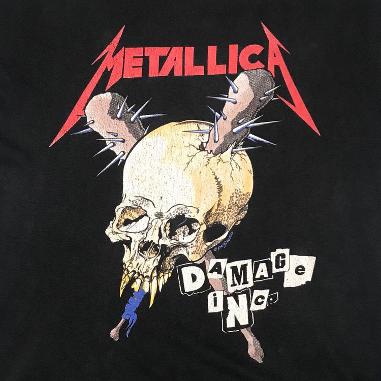 Vintage Late Metallica Damage Inc European Tour Tee Black