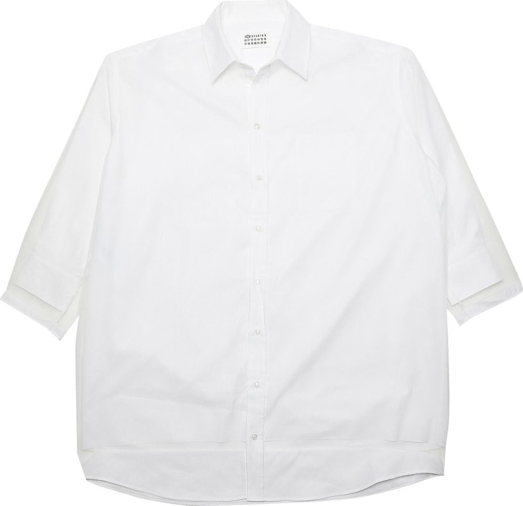 Maison Margiela Oversized Shirt Dress With Sheer Stripe 'White'