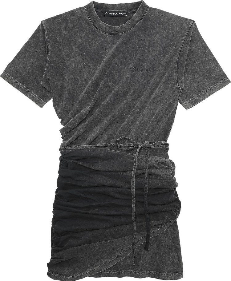 Y/Project Twisted T-Shirt Mini Dress 'Black Acid Wash'