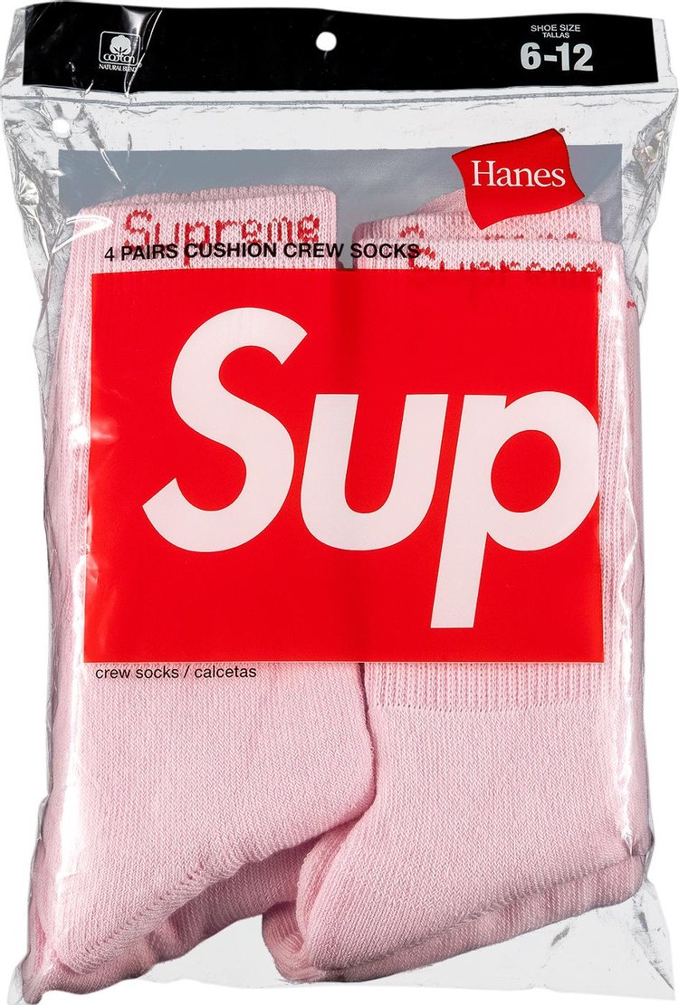 Supreme x Hanes Crew Socks (4 Pack) 'Pink'