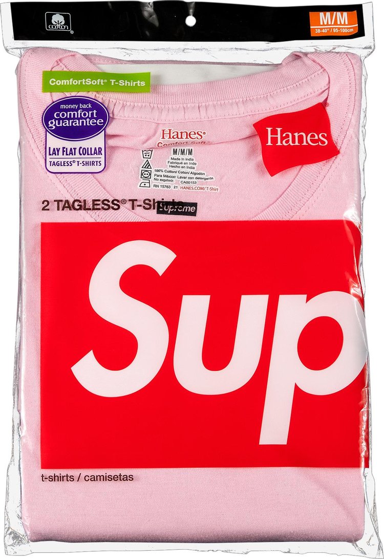 Buy Supreme x Hanes Tagless Tees (2 Pack) 'Pink' - FW21A60 PINK