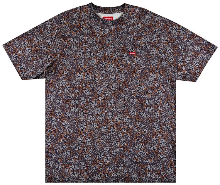 Supreme Small Box Tee Navy Floral Cards
