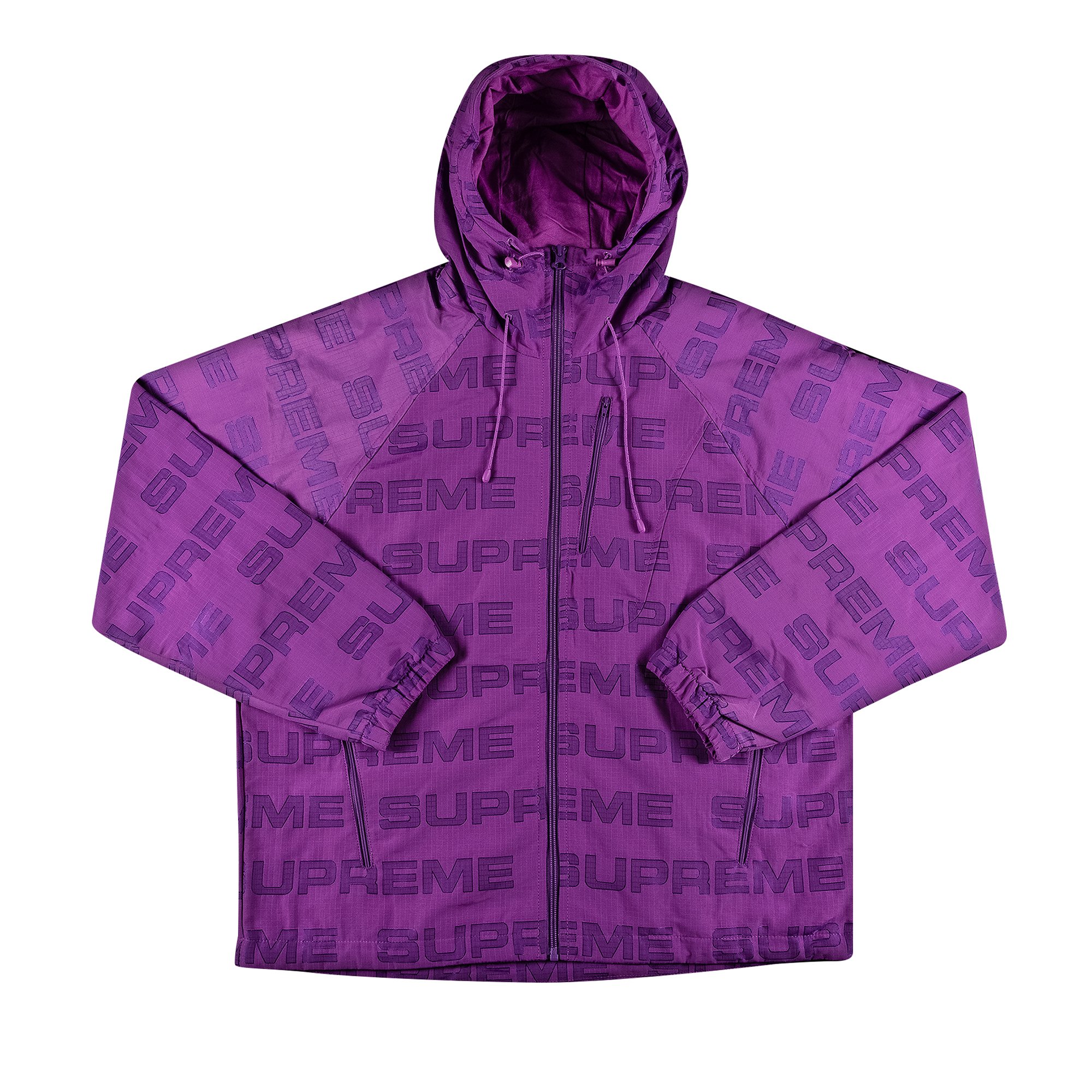 Supreme Logo Ripstop Hooded Track Jacket 'Purple' | GOAT