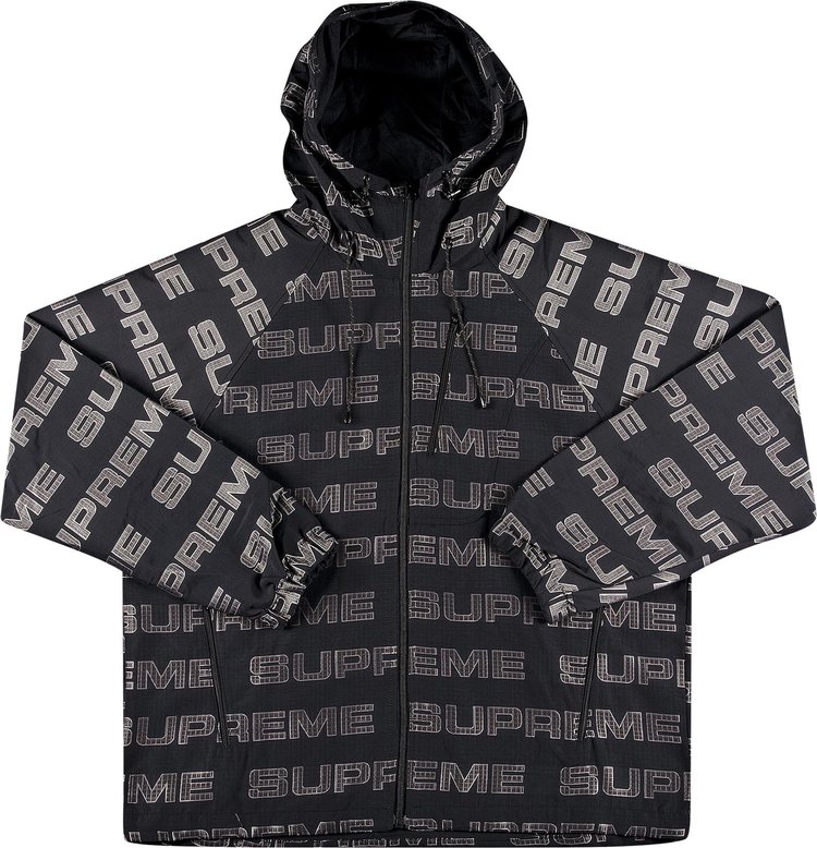 Supreme Logo Ripstop Hooded Track Jacket 'Black'