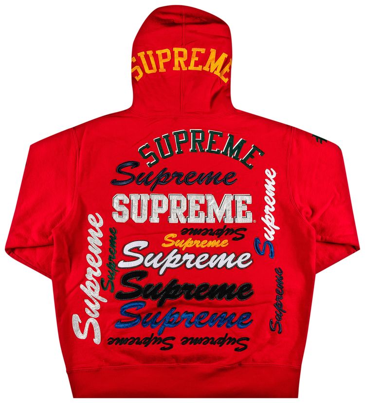 Supreme Multi Logo Hooded Sweatshirt Red
