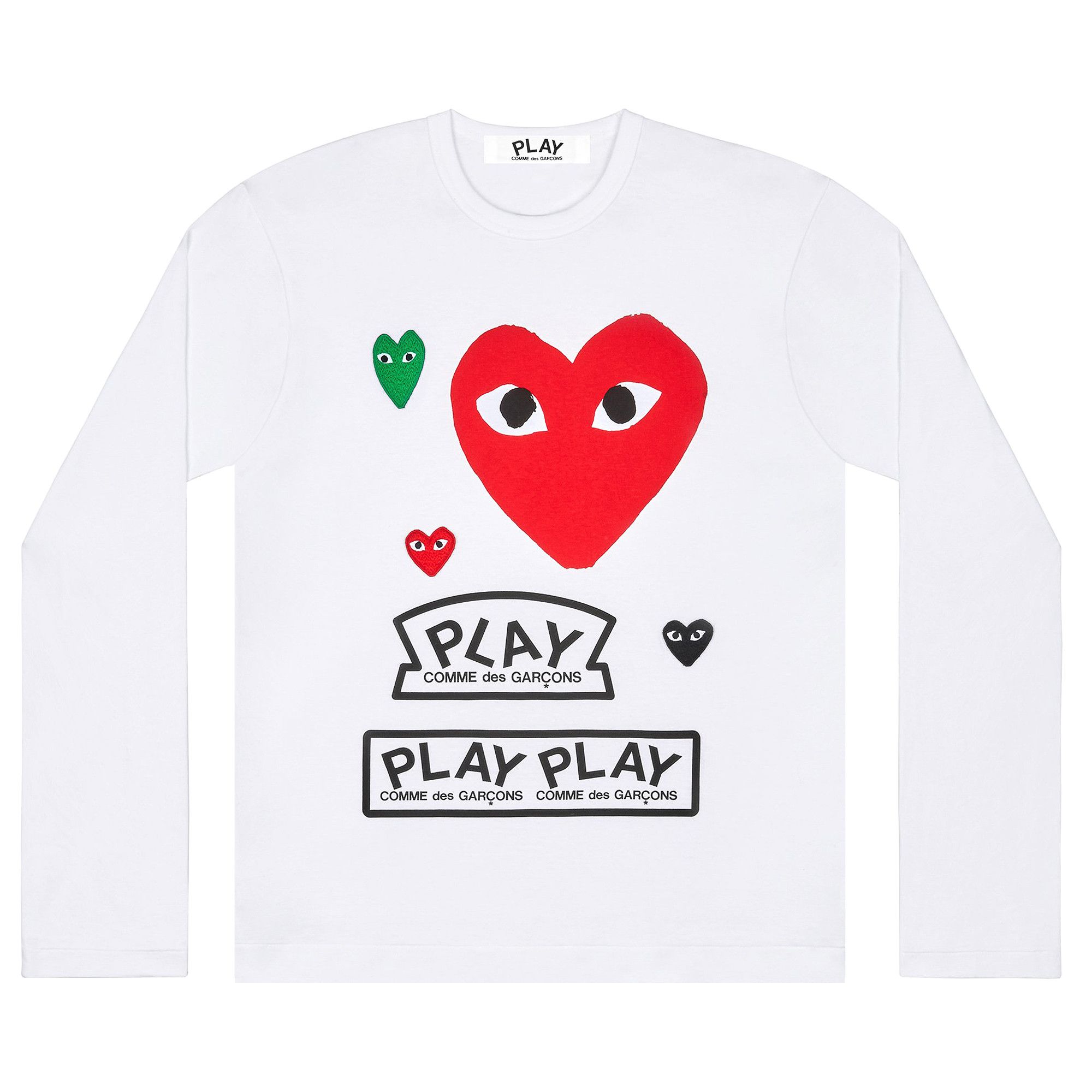 Buy Comme des Garçons PLAY Multi Logo Long-Sleeve T-Shirt 'White
