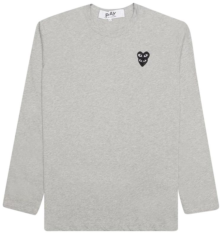 Comme des Garcons PLAY Stacked Heart Long Sleeve T Shirt Grey