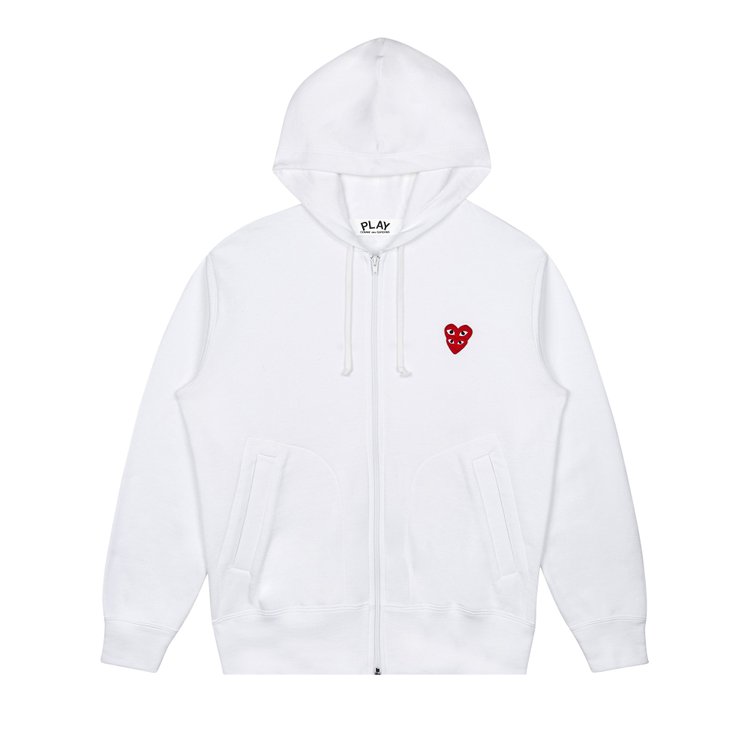 Comme des Garçons PLAY Stacked Heart Hooded Sweatshirt 'White'