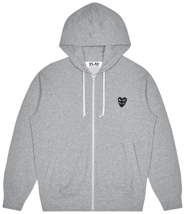 Comme des Garcons PLAY Stacked Heart Hooded Sweatshirt Grey