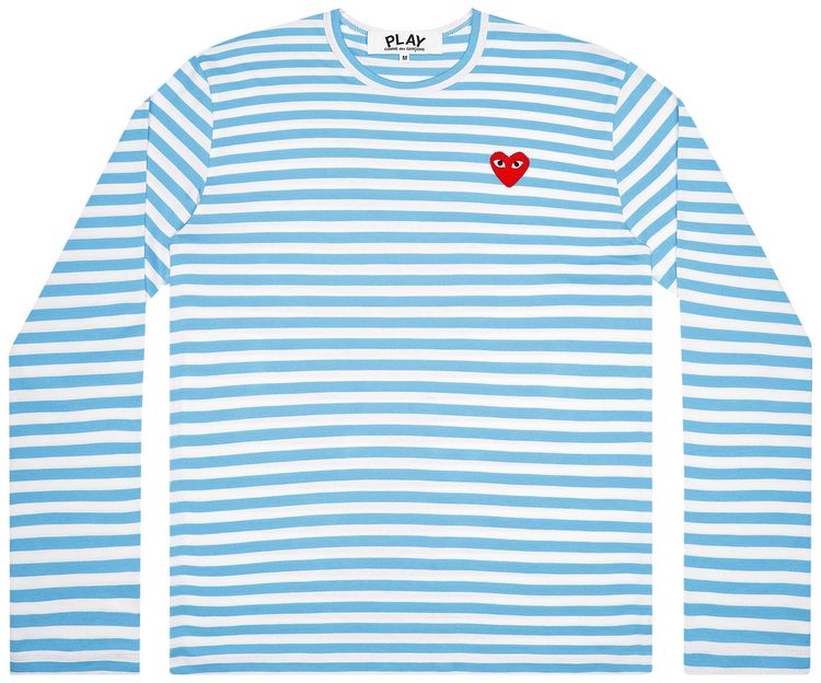 Comme des Garcons PLAY Pastelle Striped Long Sleeve Shirt Blue