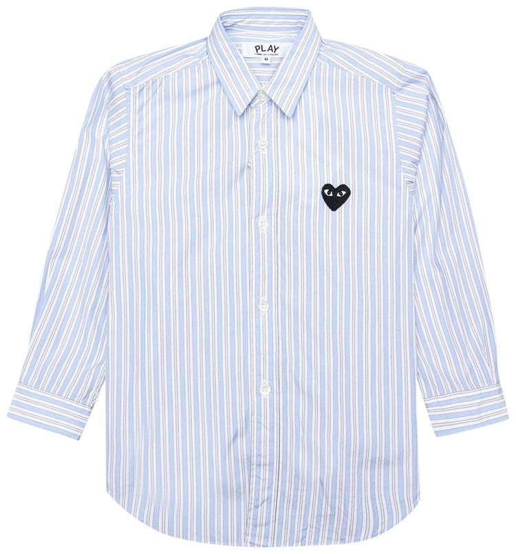 Comme des Garcons PLAY Long Sleeve Striped Shirt WhiteLight Blue