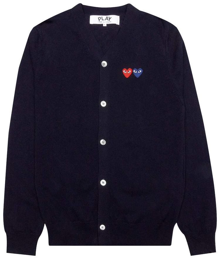 Comme des Garcons PLAY Double Heart Cardigan Navy