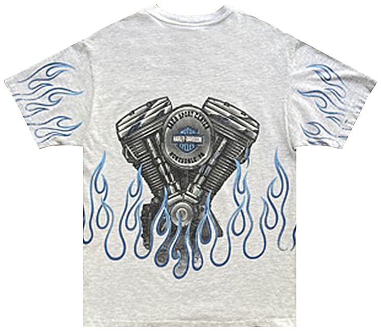 Vintage Harley Davidson Flame Tee Grey