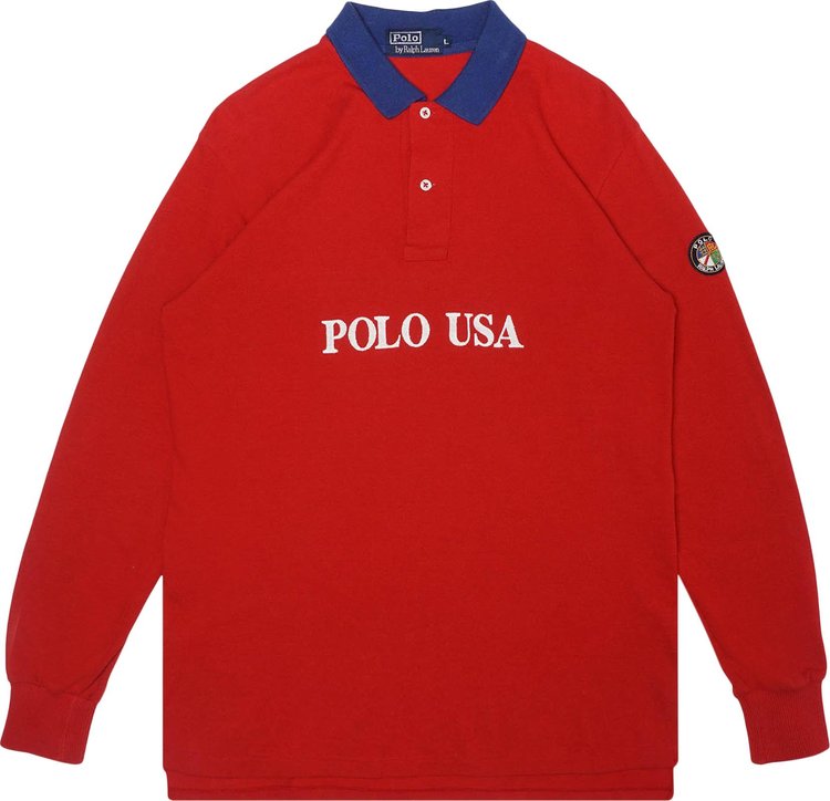 Pre-Owned Polo by Ralph Lauren Vintage Circa 1980's USA 2-Button Long-Sleeve Shirt 'Red'