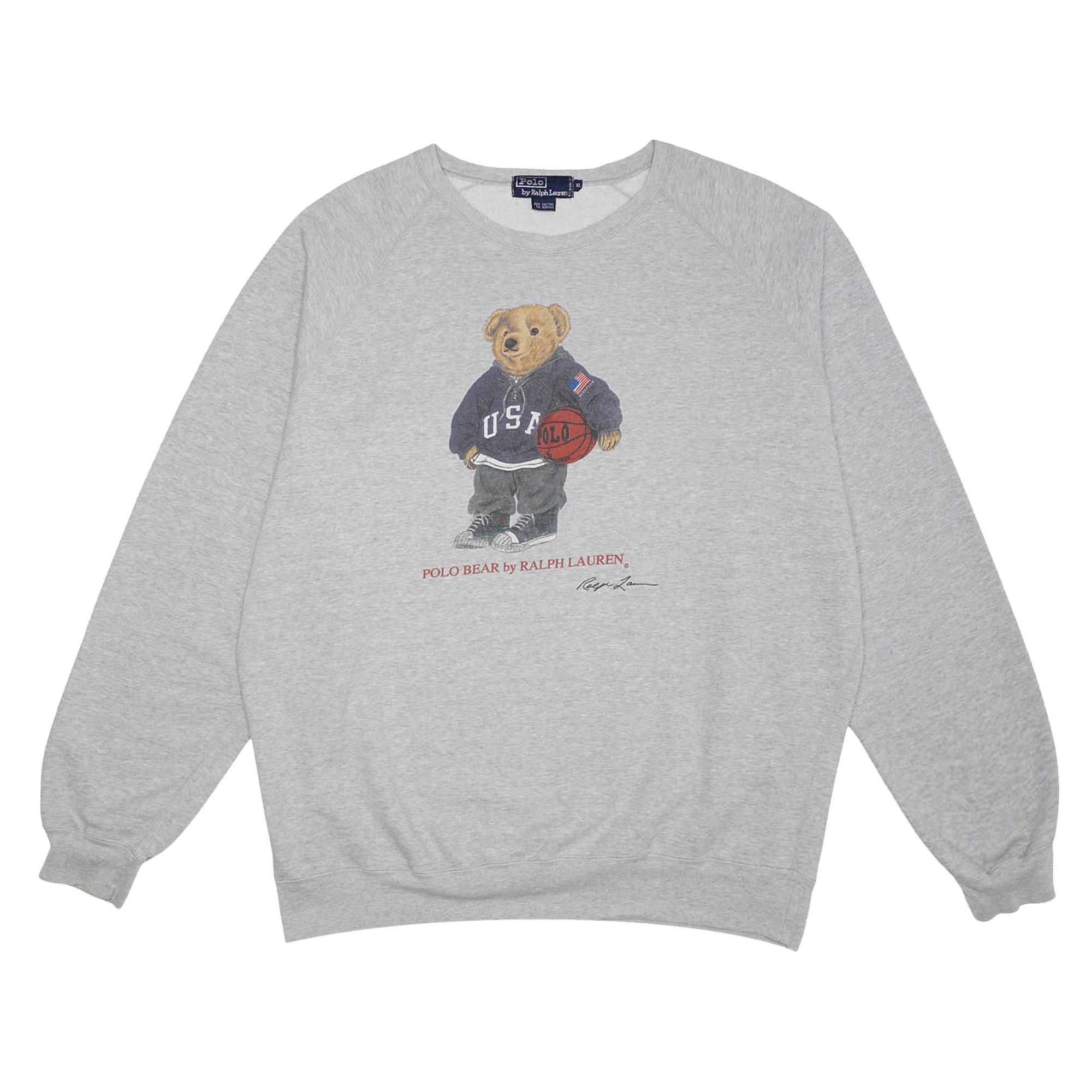Buy Vintage Polo by Ralph Lauren Bear Crewneck Sweater Grey