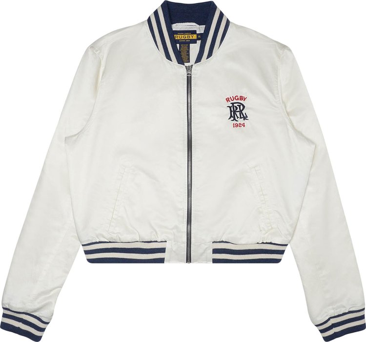 Vintage Polo by Ralph Lauren Rugby Satin Varsity Jacket 'White'