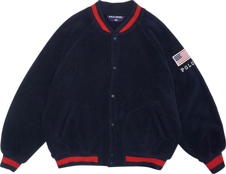 Pre-Owned Polo by Ralph Lauren Vintage Circa 1990's USA Fleece Jacket 'Navy'