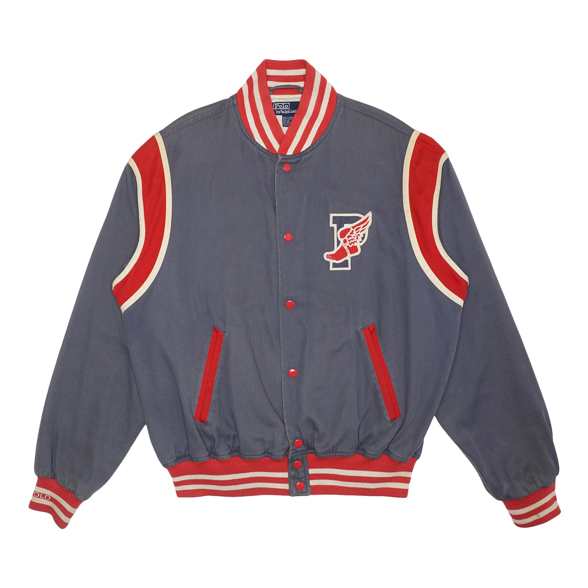 Buy Vintage Polo by Ralph Lauren P-Wing Bomber Jacket 'Navy/Red