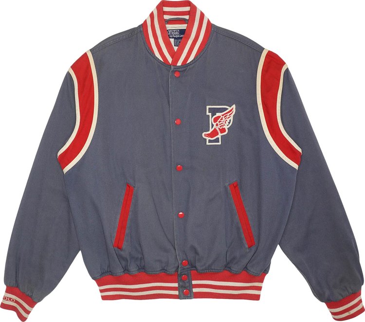 Pre-Owned Polo by Ralph Lauren Vintage Circa 1990's P-Wing Bomber Jacket 'Navy/Red'