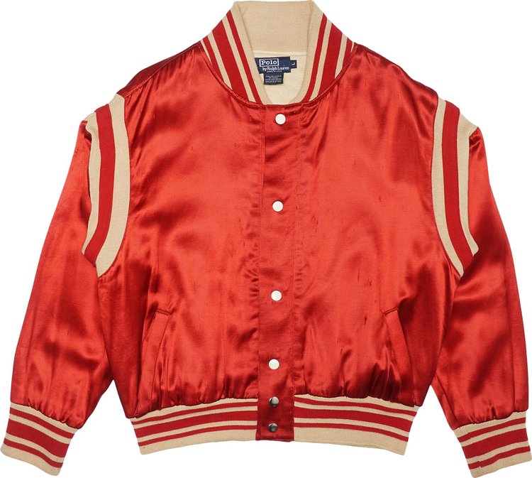 Pre-Owned Polo by Ralph Lauren Vintage Circa 1990's Ball Satin Bomber Jacket 'Red'