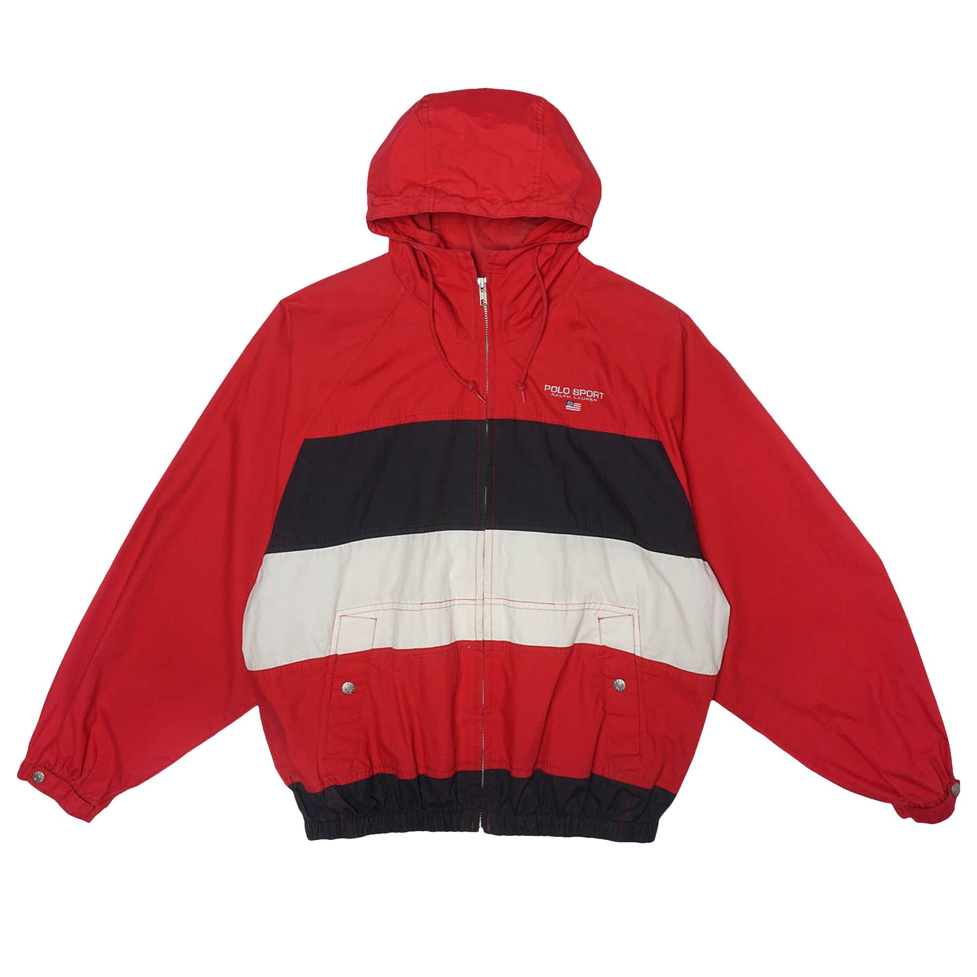 Buy Vintage Polo by Ralph Lauren Sport Tri Color Hooded Jacket