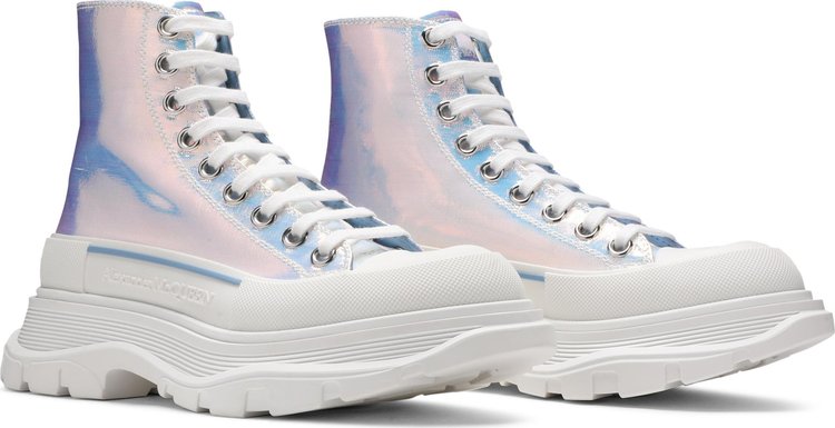 Alexander McQueen Wmns Tread Slick Boots Iridescent