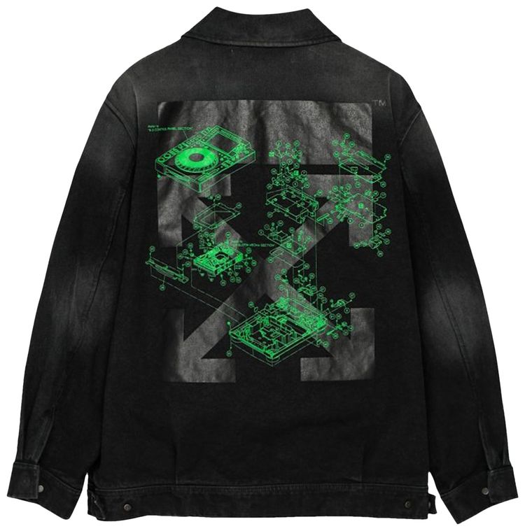 Off White x Pioneer Sound Engineering Console Coaches Jacket BlackBrilliant Green