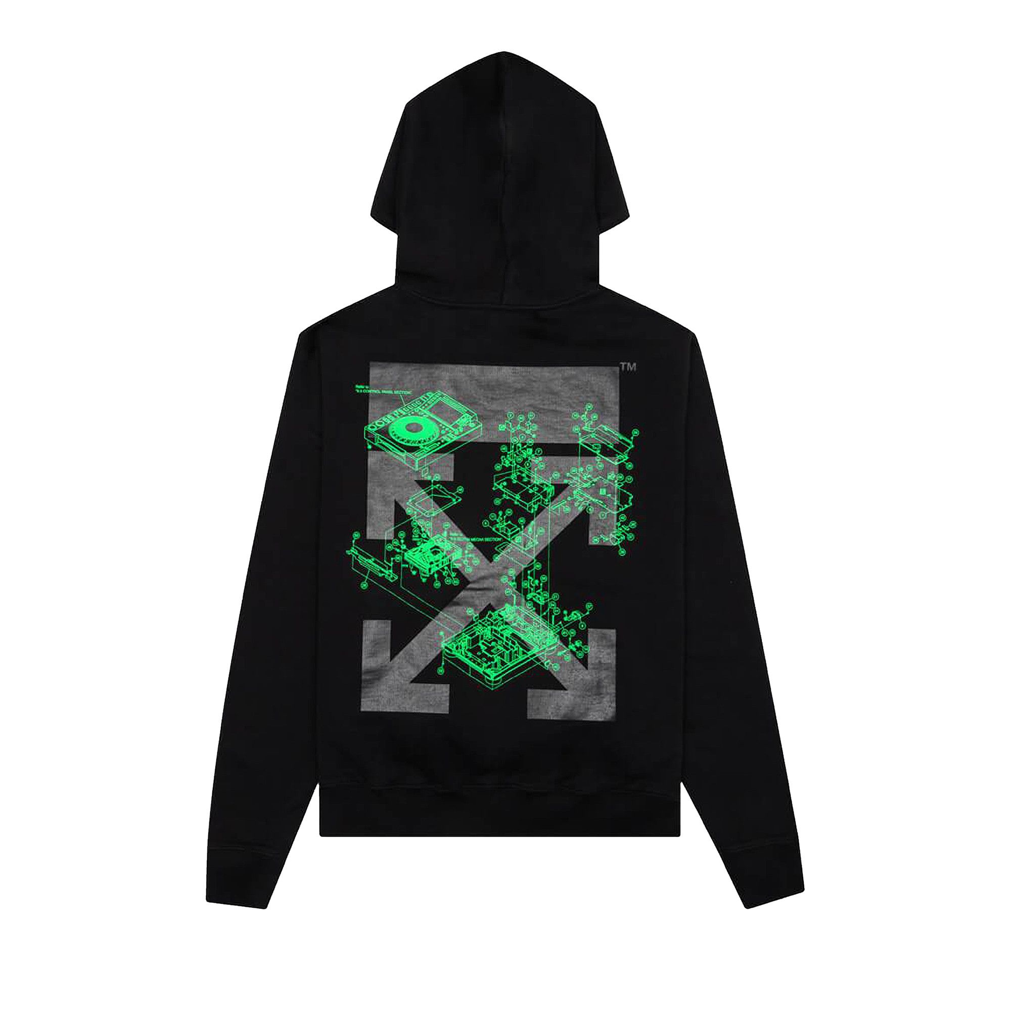 Off white hoodie green and black best sale