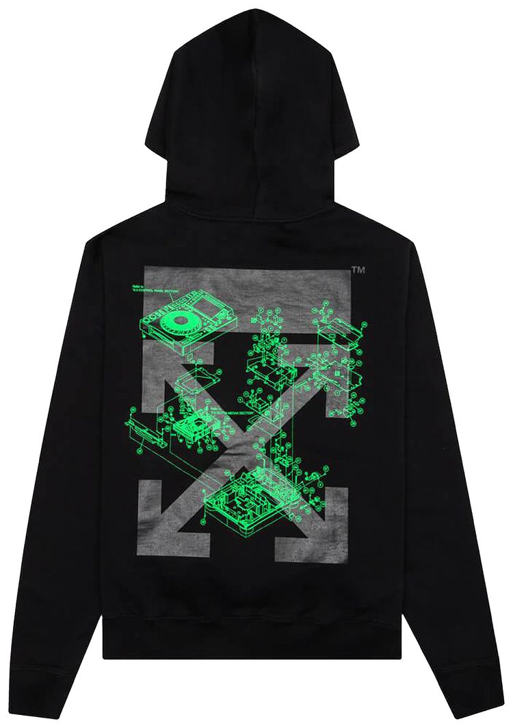 Off White x Pioneer SE Console Hoodie BlackBrilliant Green
