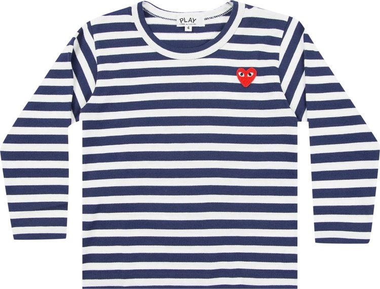 Comme des Garçons PLAY Kids Striped Heart Logo Long-Sleeve T-Shirt 'Navy/White'