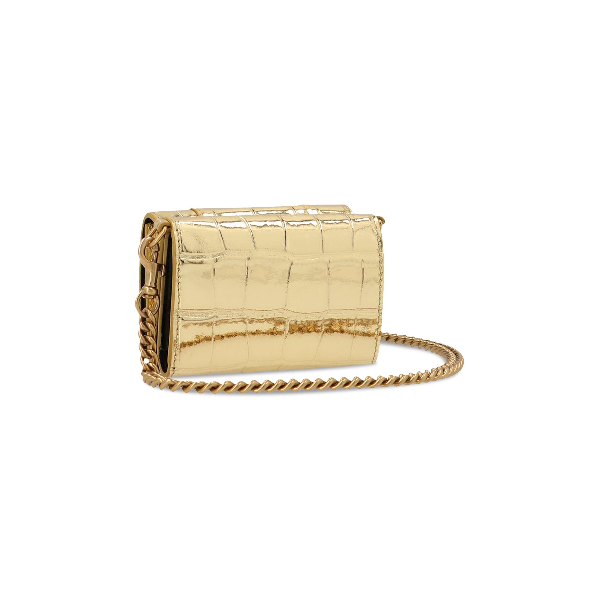 Buy Balenciaga Hourglass Mini Wallet On Chain 'Gold