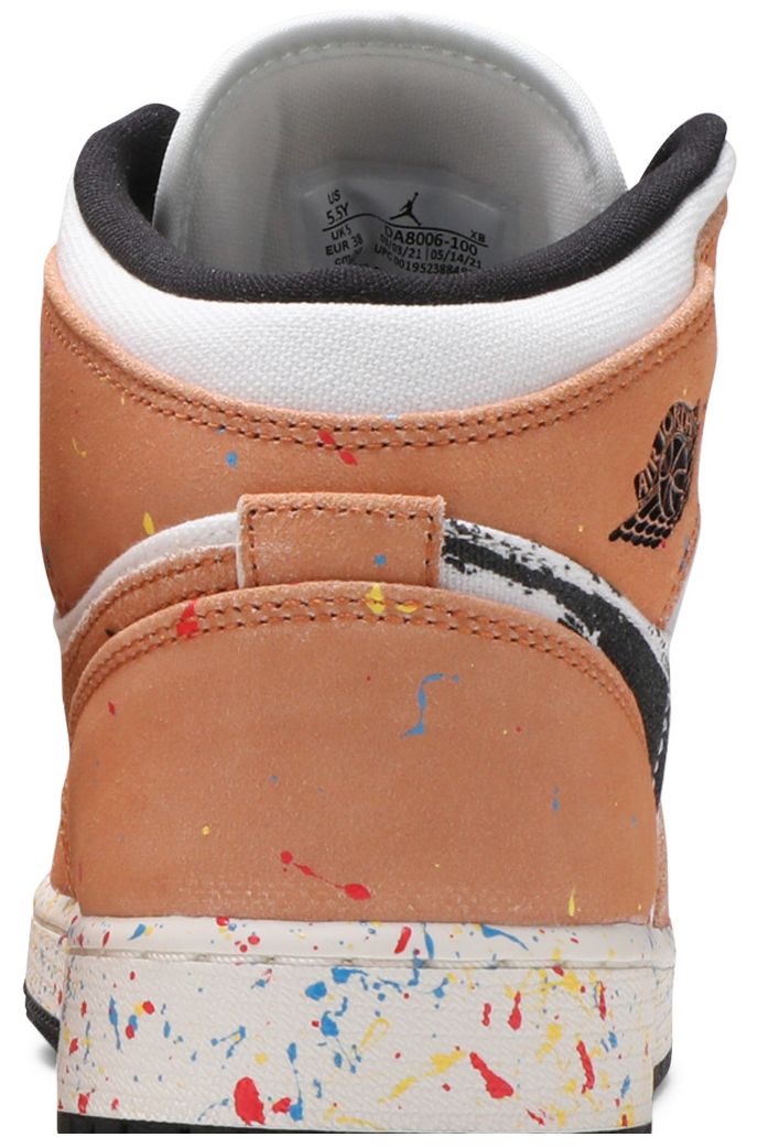 Air Jordan 1 Mid SE GS Brushstroke Paint Splatter