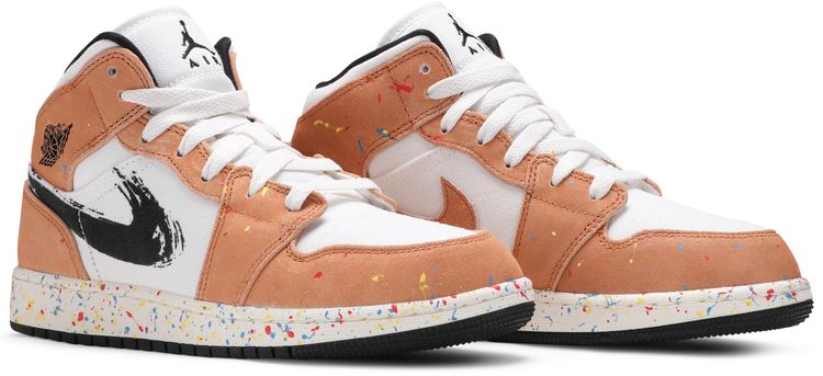 Air Jordan 1 Mid SE GS Brushstroke Paint Splatter