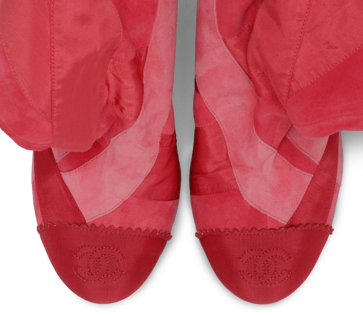 Pre Owned Chanel Wmns Patchwork Suede Over The Knee Boots From the Closet of Soo Joo Park