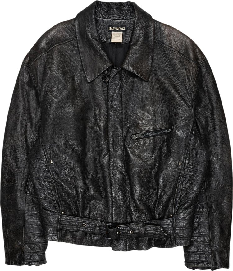 Vintage Issey Miyake Deer Leather Biker Jacket 'Black'