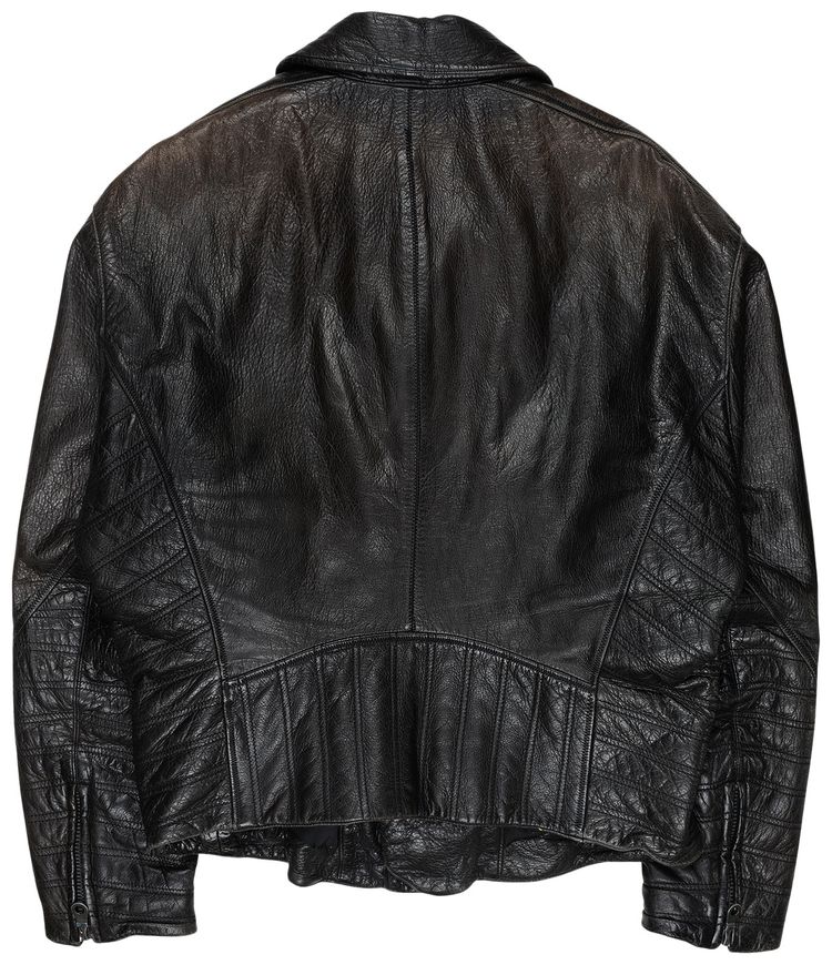 Vintage Issey Miyake Deer Leather Biker Jacket Black