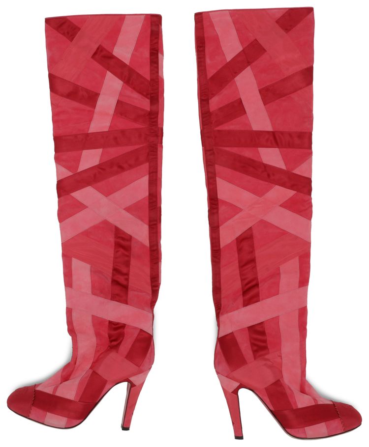 Pre Owned Chanel Wmns Patchwork Suede Over The Knee Boots From the Closet of Soo Joo Park