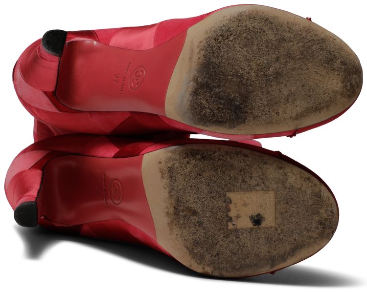 Pre Owned Chanel Wmns Patchwork Suede Over The Knee Boots From the Closet of Soo Joo Park