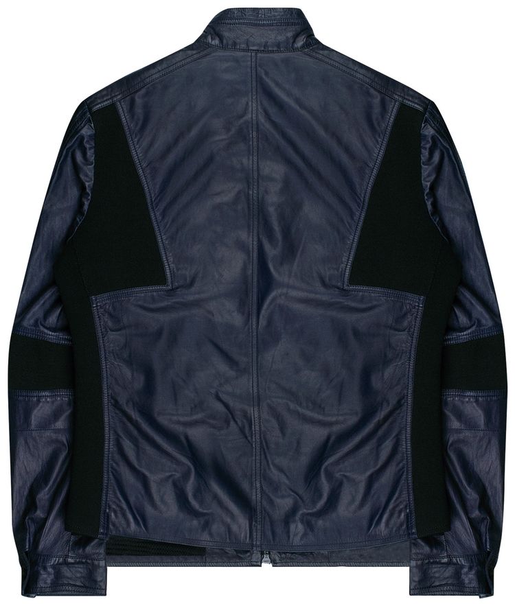 Vintage Gucci by Tom Ford Leather Moto Jacket Blue